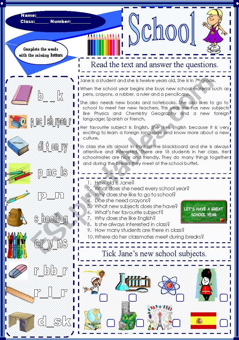 School (29.01.12) worksheet