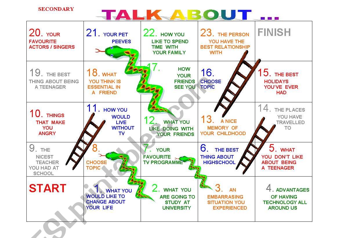Snakes and ladders nÂº 4 ( teens and young adults )