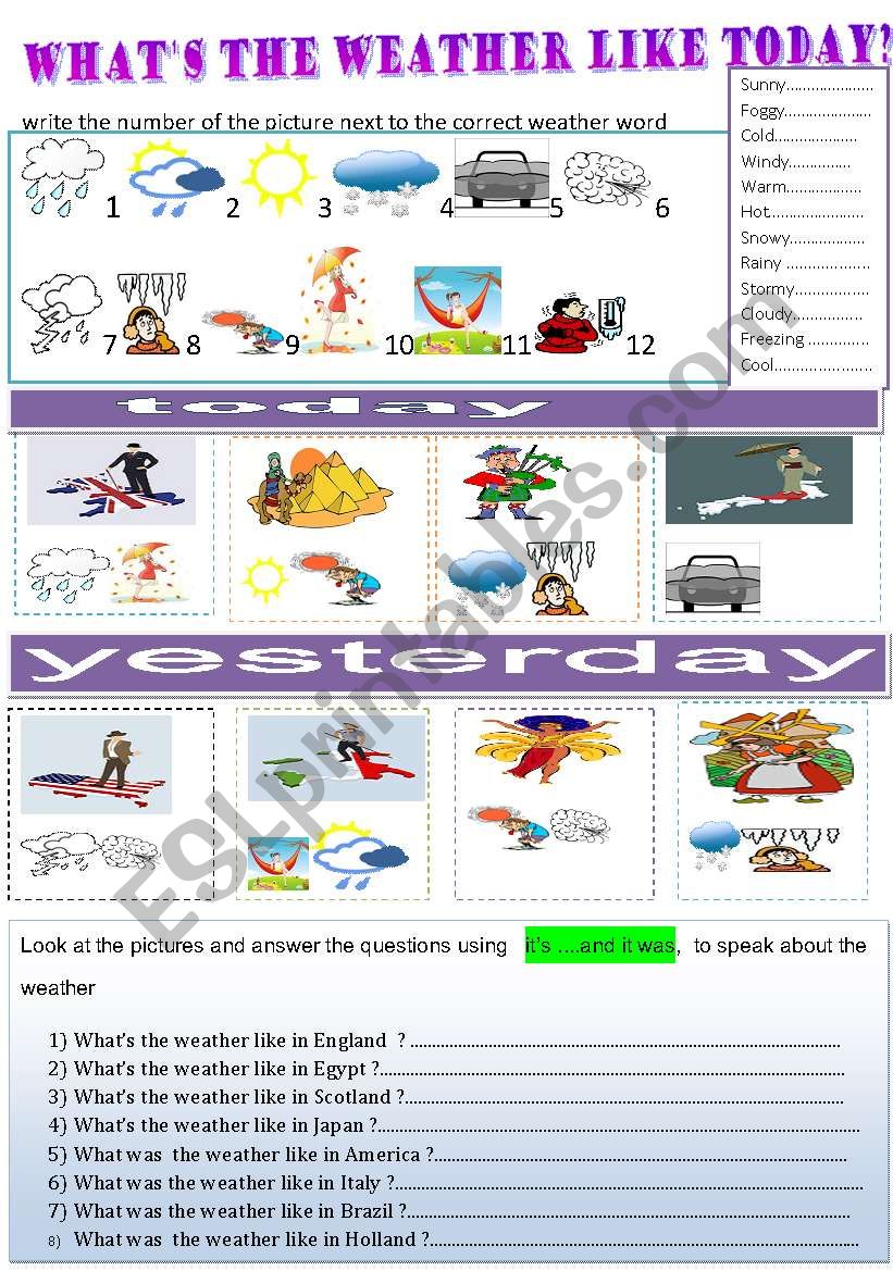 whats the weather like ? worksheet