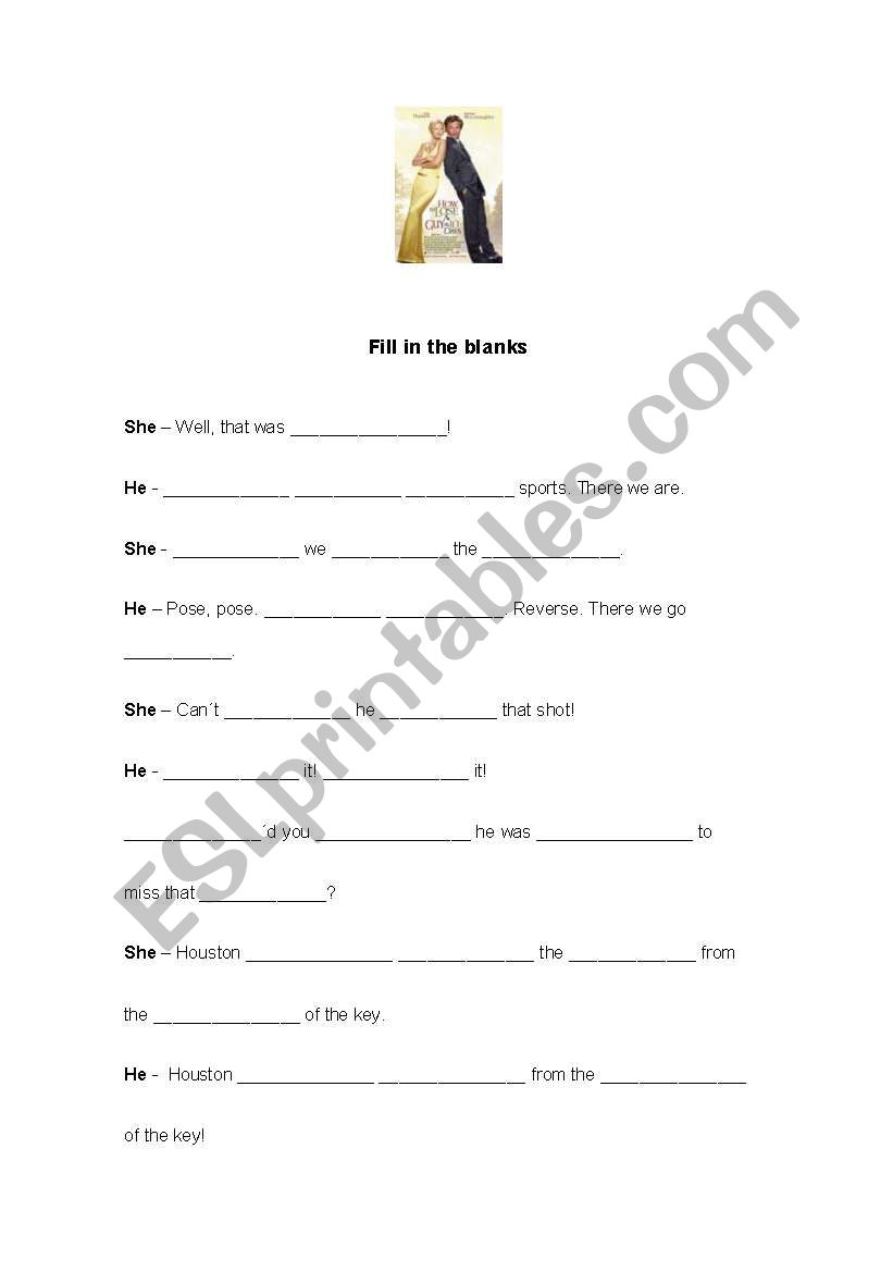 How to lose a guy in ten days worksheet