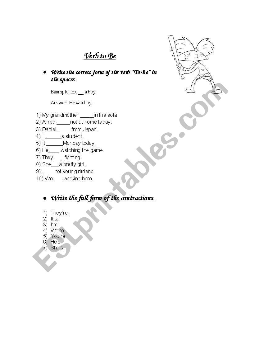 Verb to be + plurals worksheet