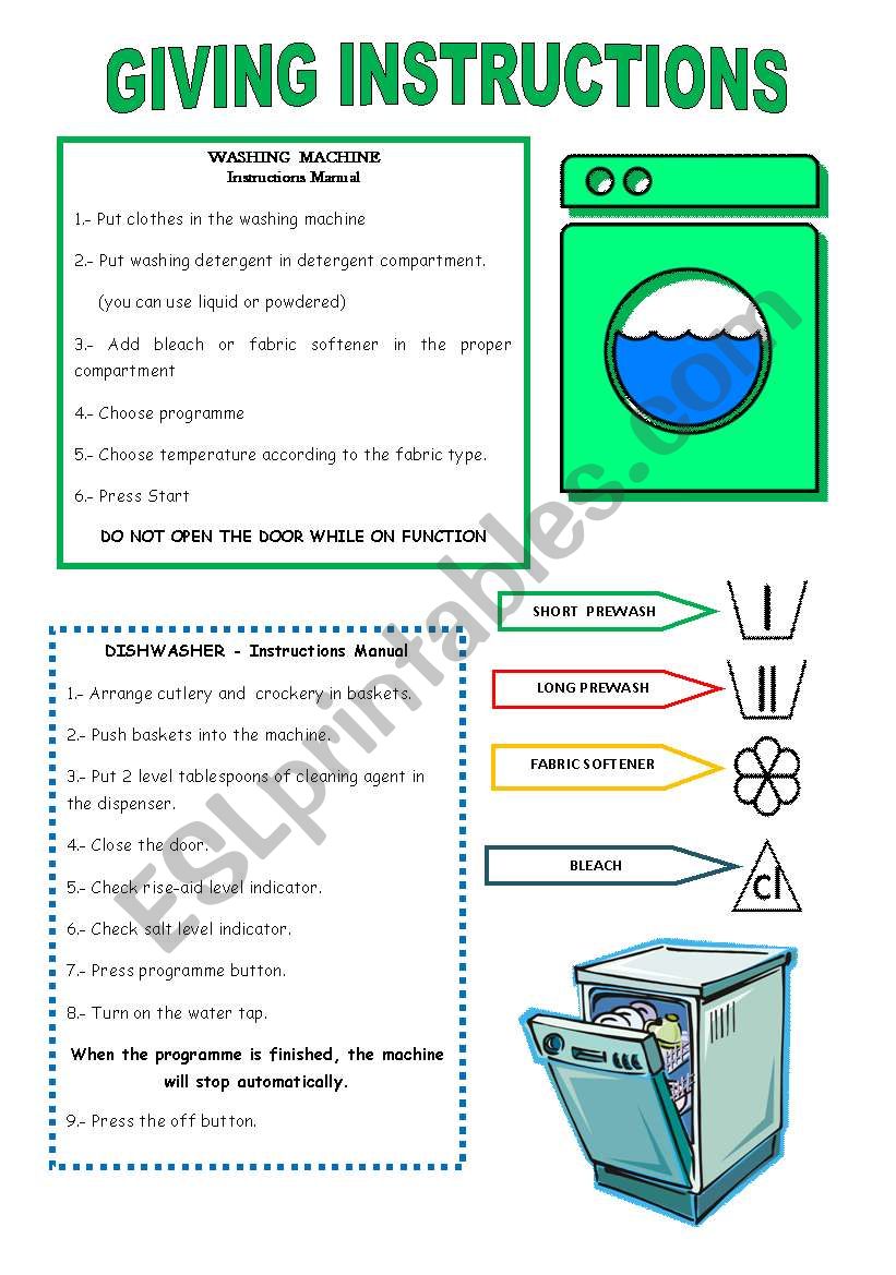 GIVING INSTRUCTIONS worksheet