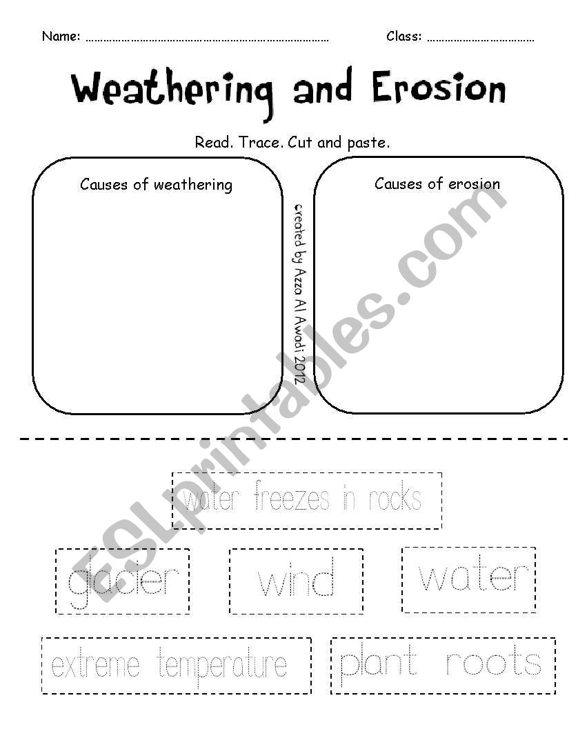 weathering and erosion worksheet