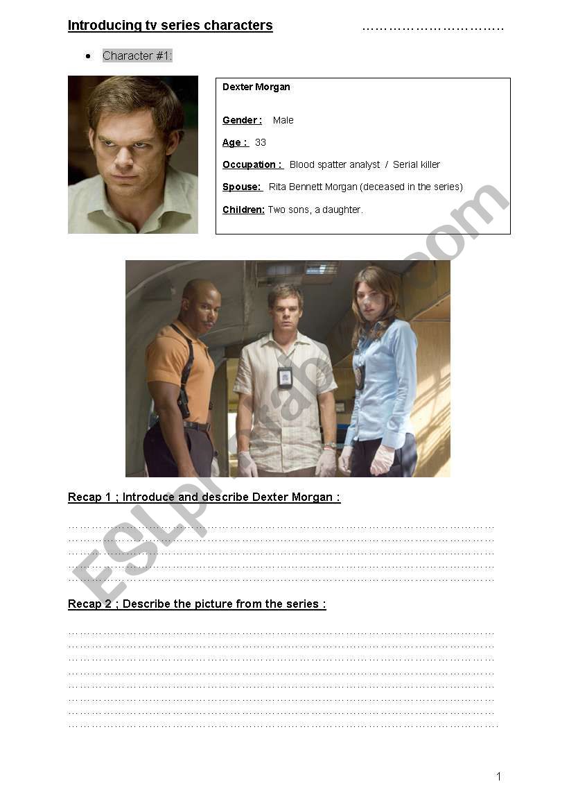 TV series  worksheet