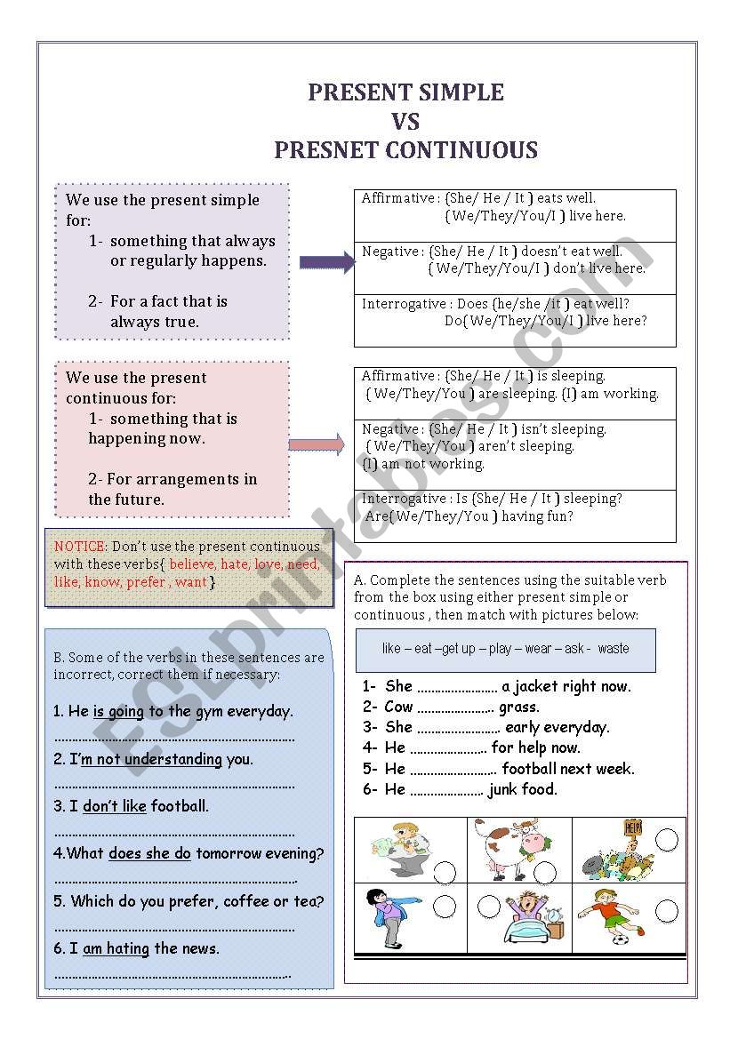 present simple vs present continuous