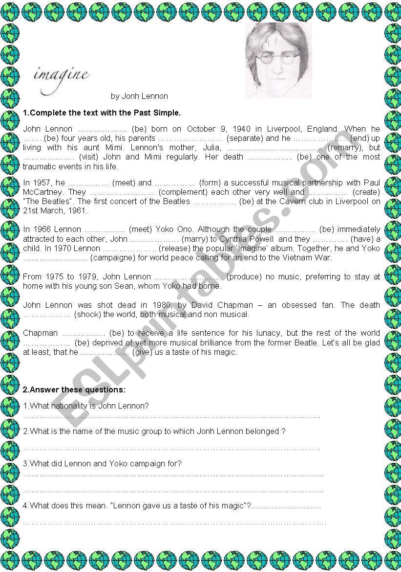 JONH LENNON worksheet