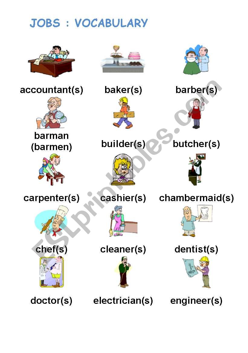 JOBS VOCABULARY worksheet