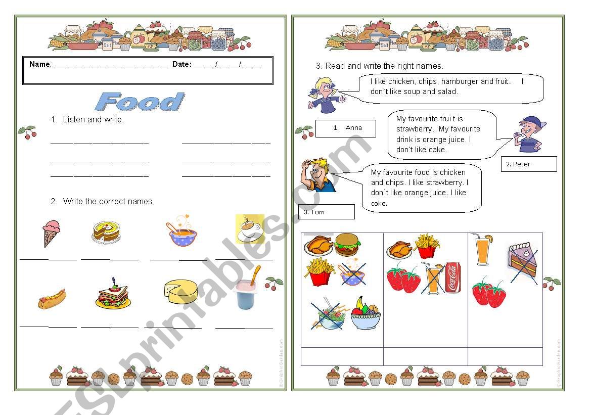 Food worksheet