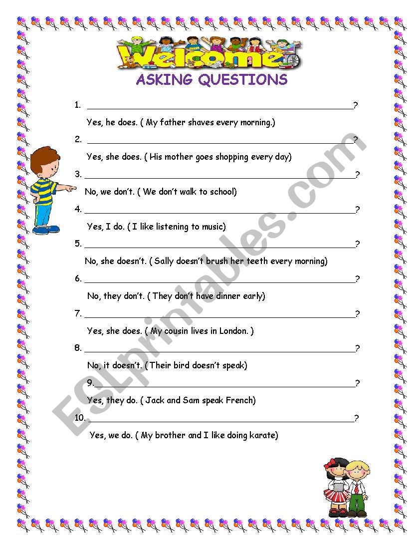 Asking Questions worksheet