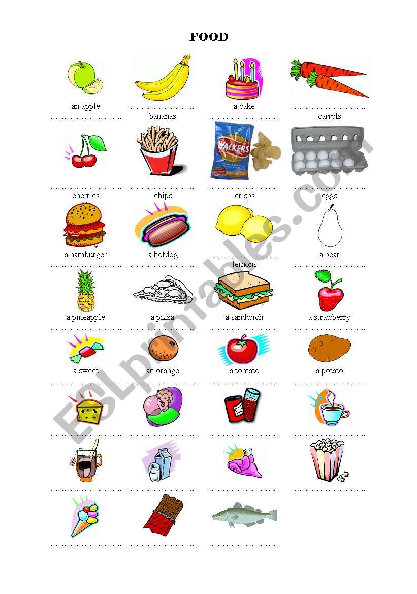 Food vocabulary worksheet