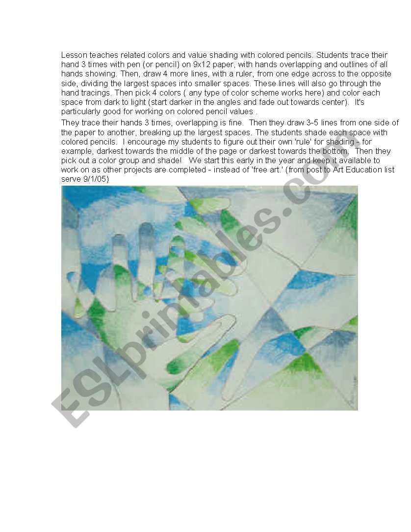 Colour Hands worksheet