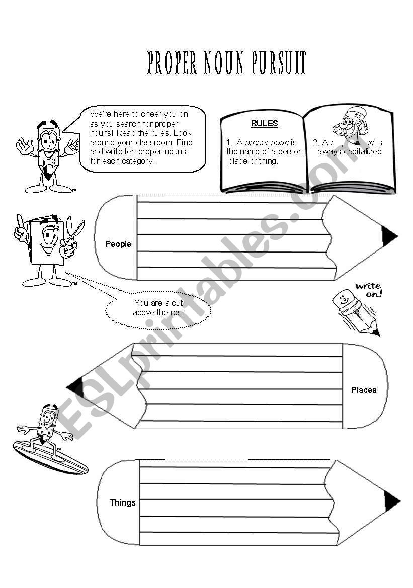 Proper Noun Pursuit worksheet