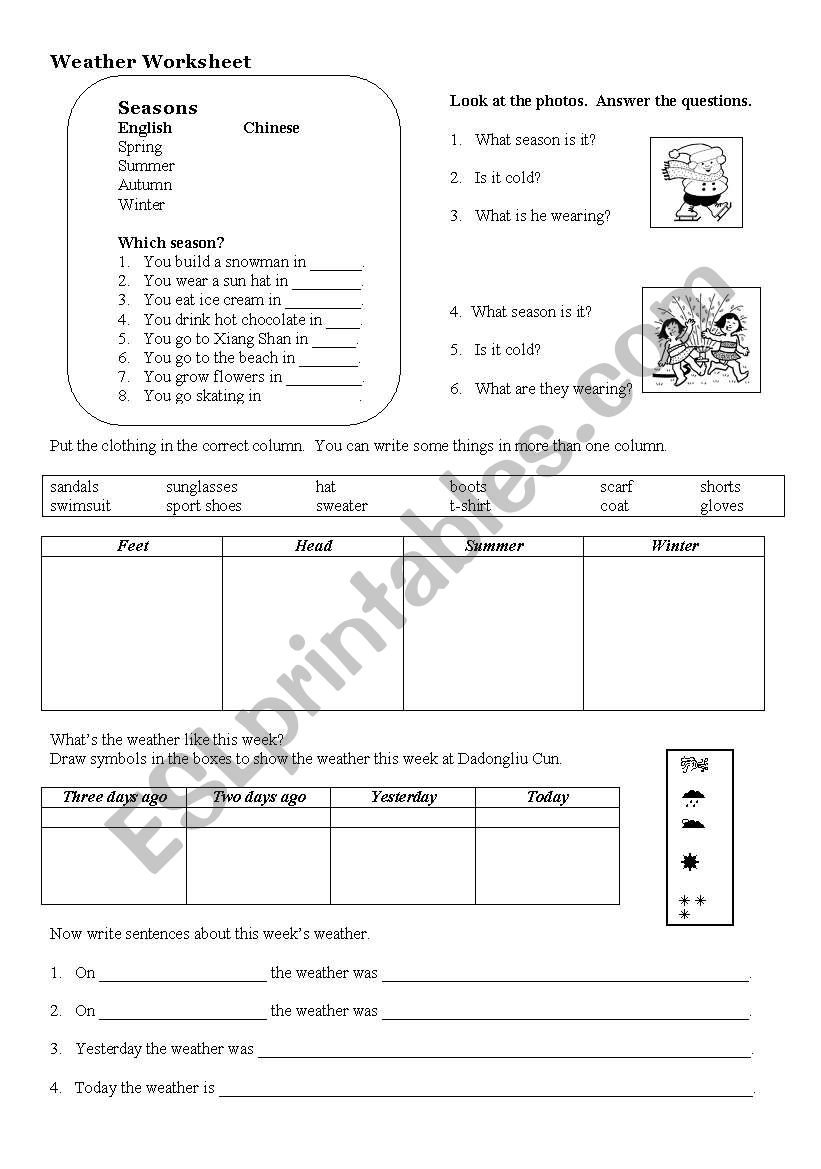 Weather Worksheets worksheet