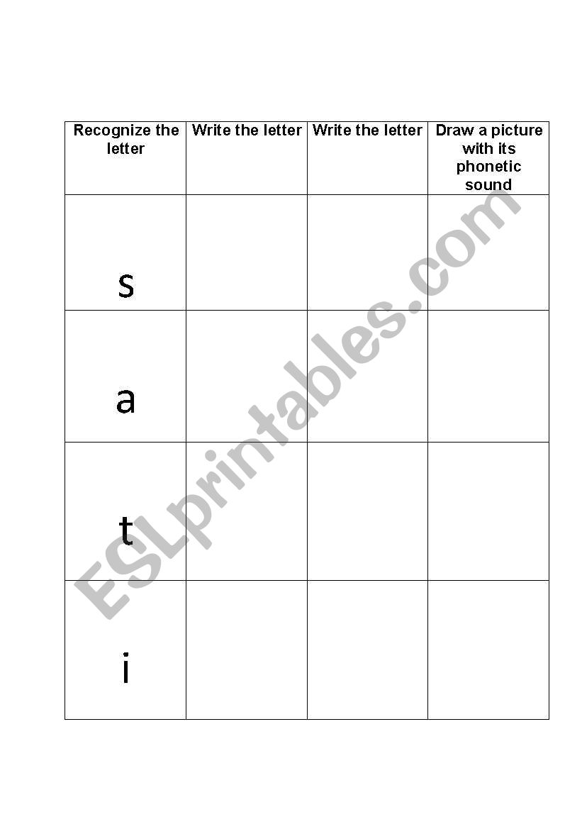 Recap alphbabet s a t and i worksheet