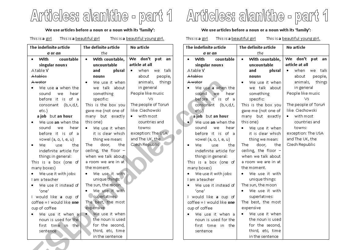 basic theory concerning articles