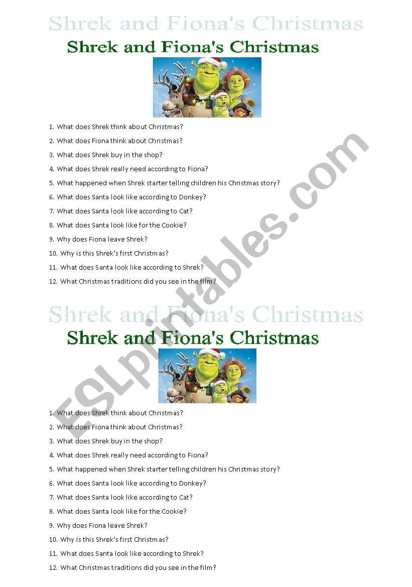 Shrek Special - Christmas edition activities