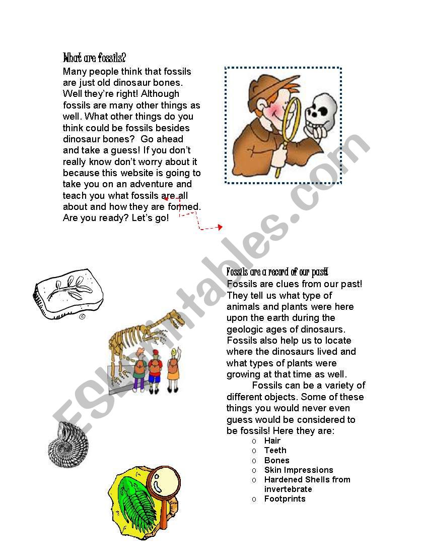 Fossils Guide worksheet
