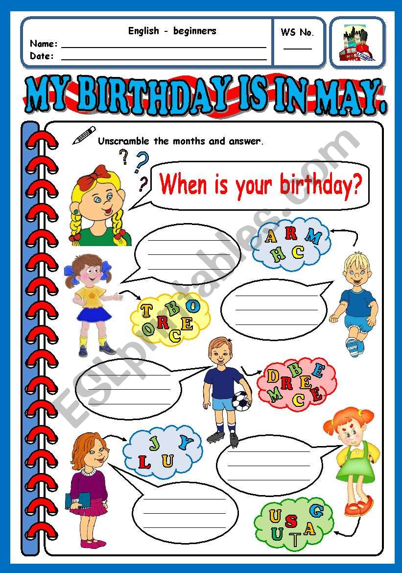 WHEN IS YOUR BIRTHDAY worksheet
