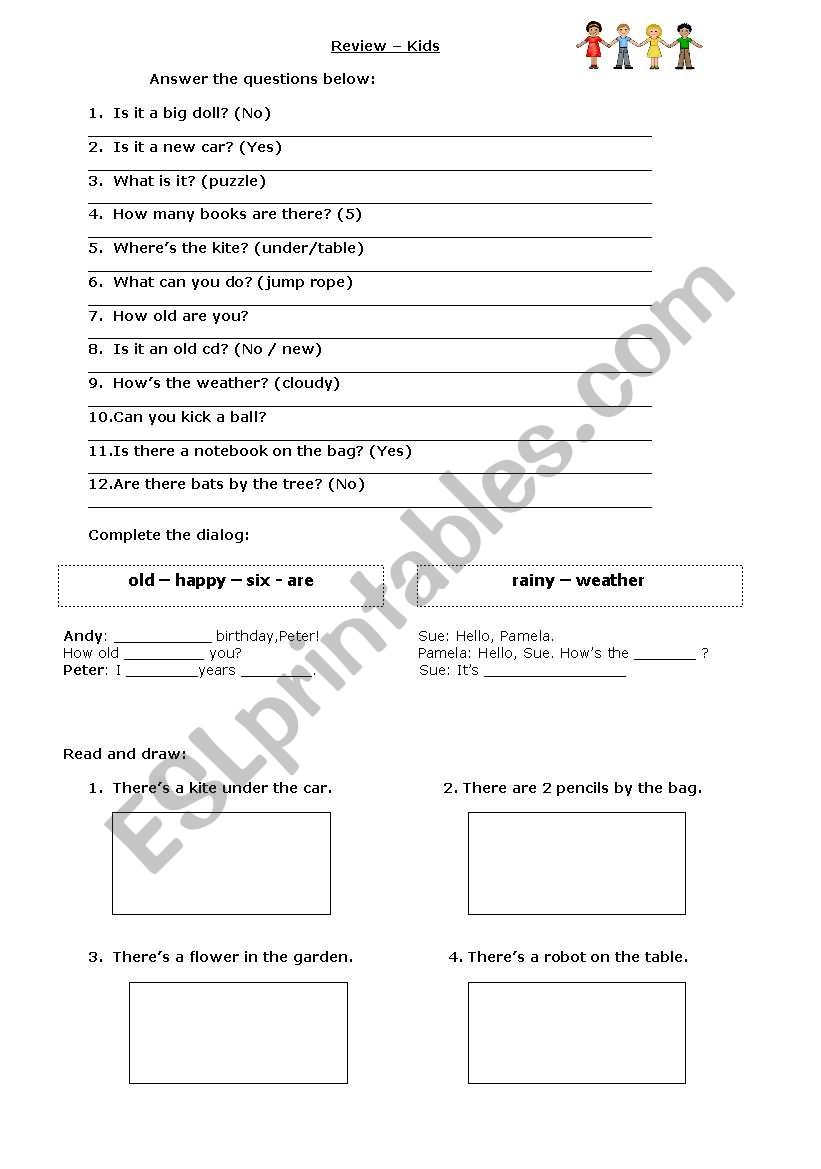 REVIEW EXERCISES KIDS worksheet