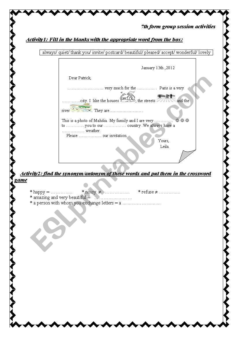 7th form group session activities