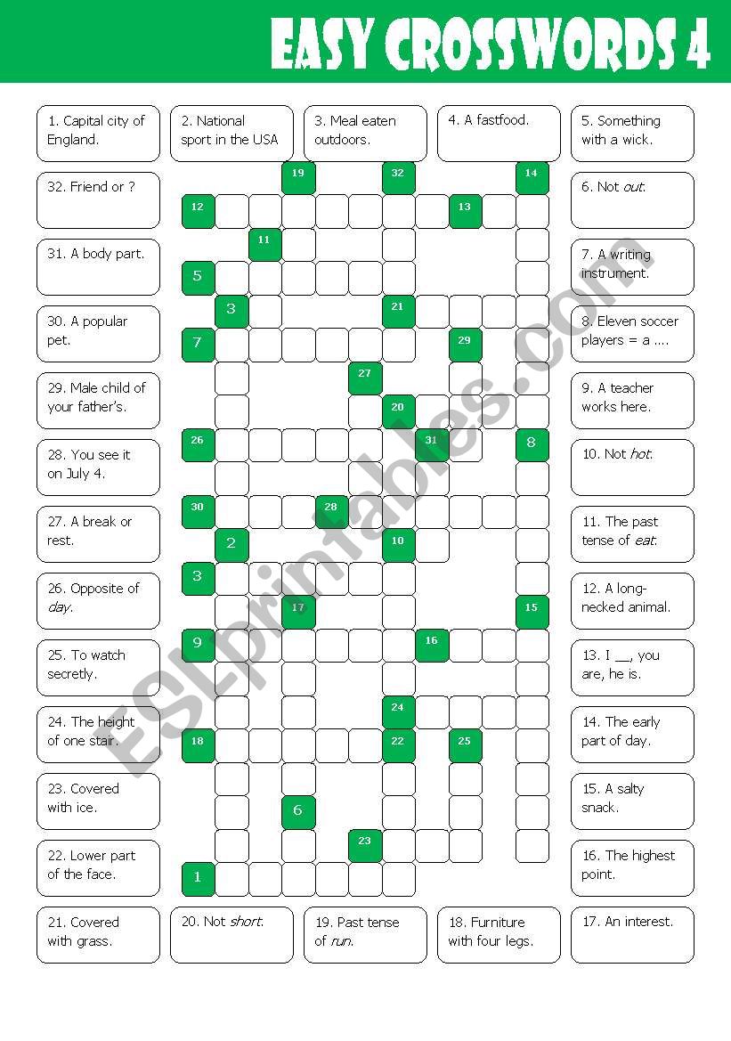 Easy Crosswords 4 worksheet