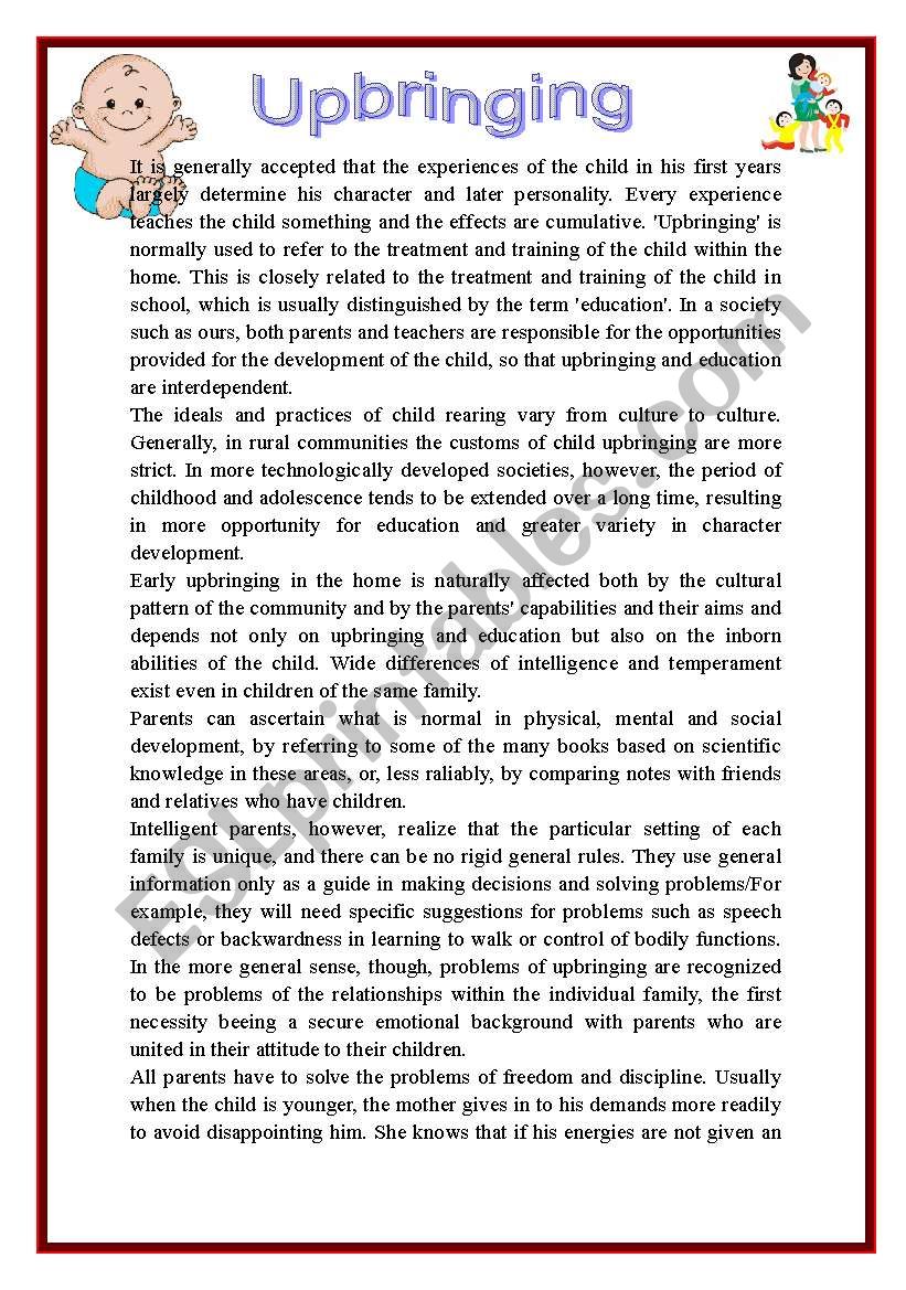 UPBRINGING worksheet