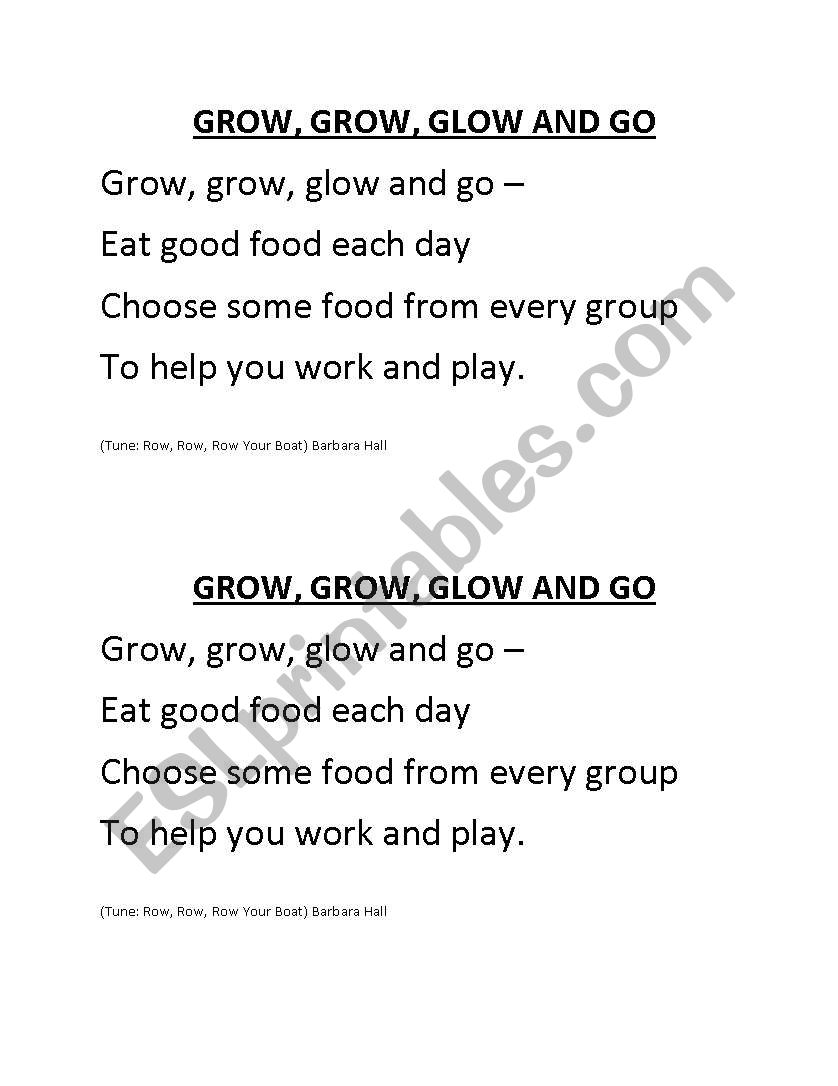 Go Grow Glow worksheet