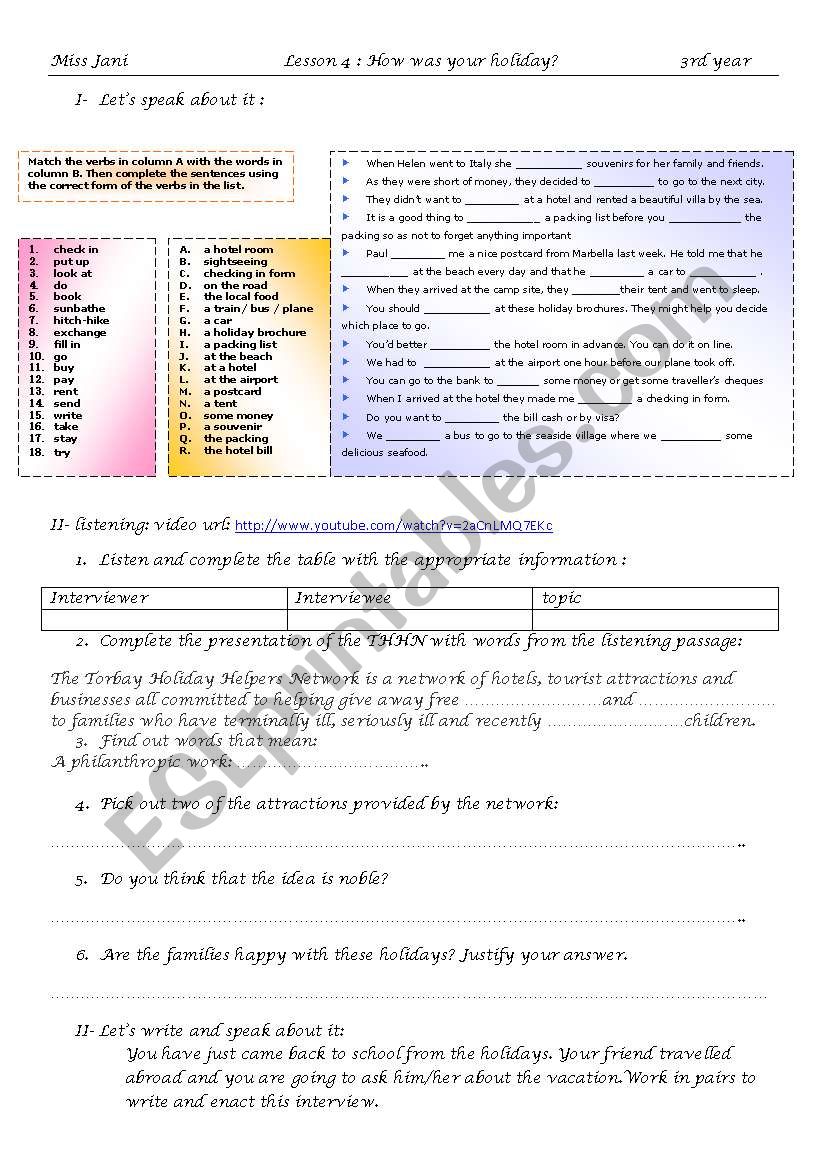 3rd year Module 3 Lesson 4 worksheet