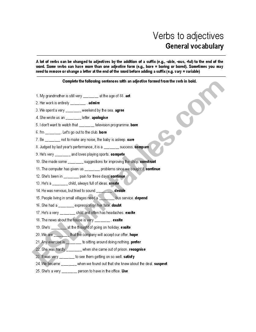 word formation worksheet