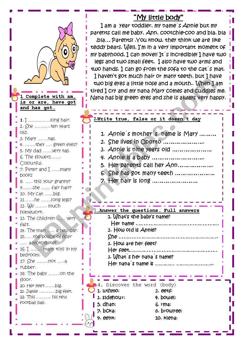 MY LITTLE BODY worksheet