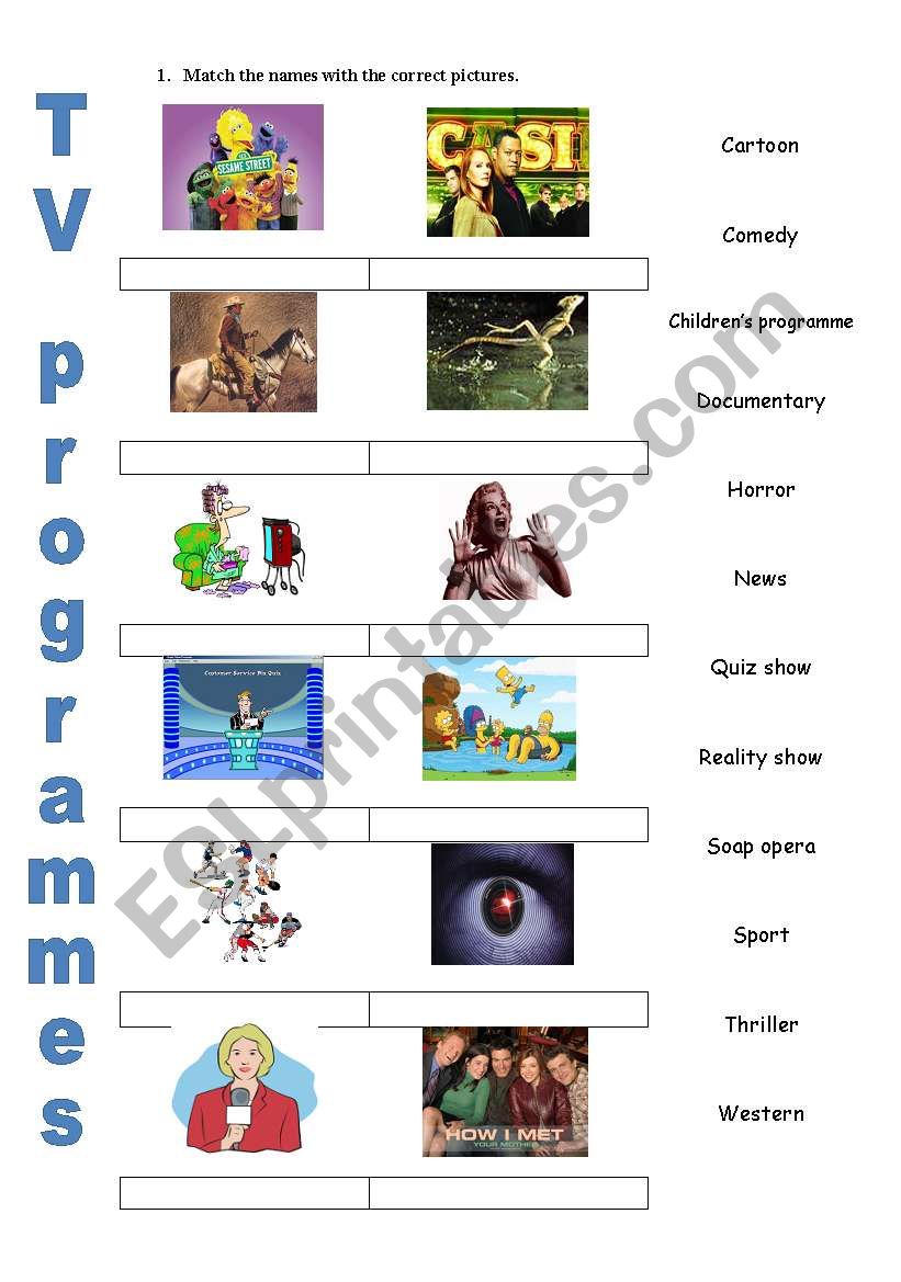 TV programmes worksheet