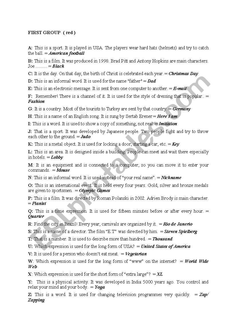 passive (passaparola game) worksheet