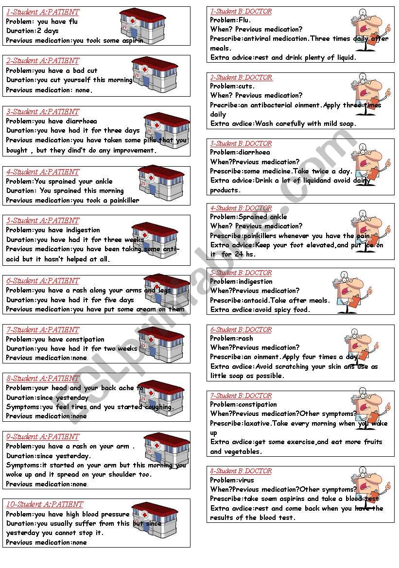 AT THE DOCTOR ROLEPLAY worksheet