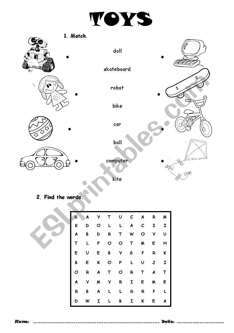 Toys worksheet