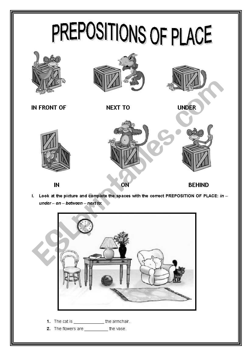 PREPOSITIONS OF PLACE worksheet