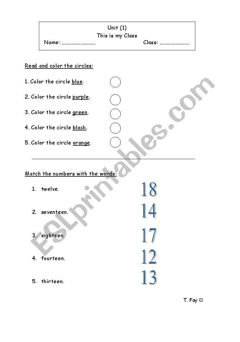 number and colors worksheet
