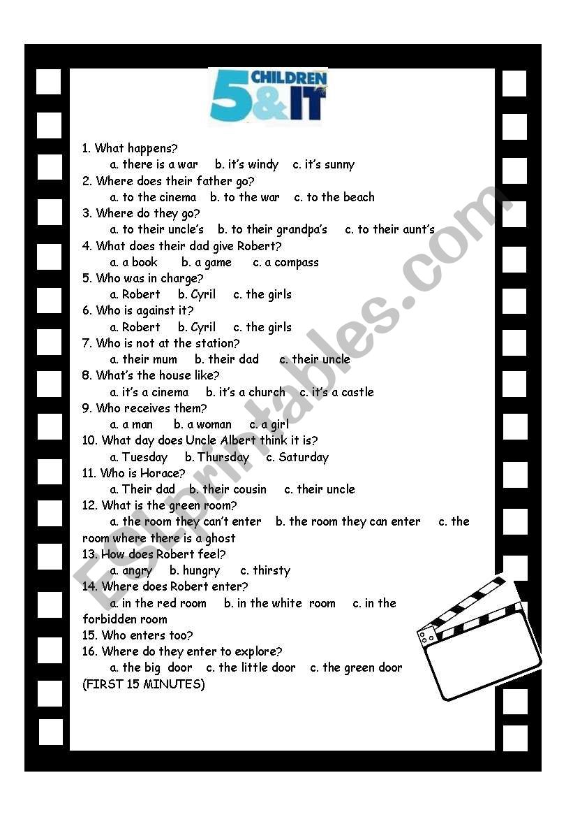 FIVE CHILDREN AND IT worksheet