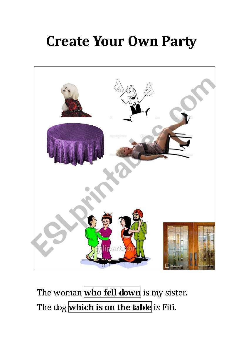 Create Your Party worksheet