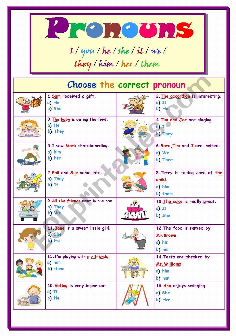 Pronouns... worksheet