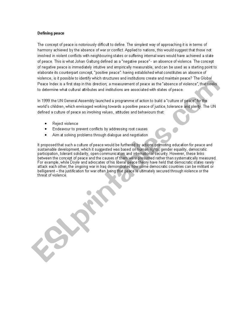 reading  worksheet