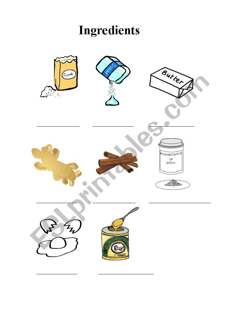 gingerbread ingredients worksheet