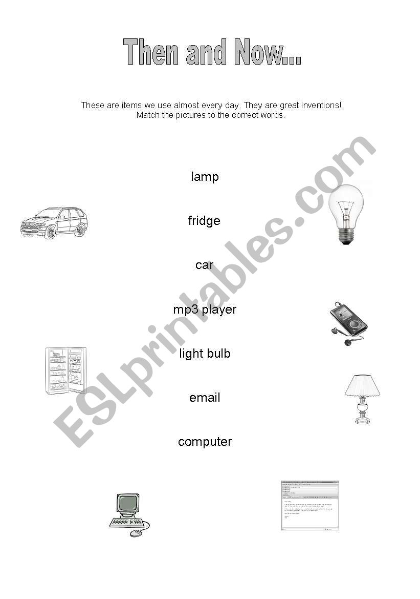 Technology - Then and Now - worksheet #1