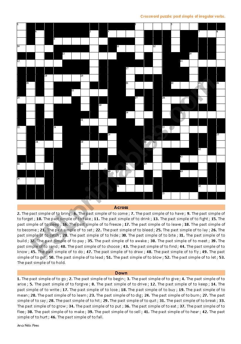Crosswords - irregular verbs in the past simple