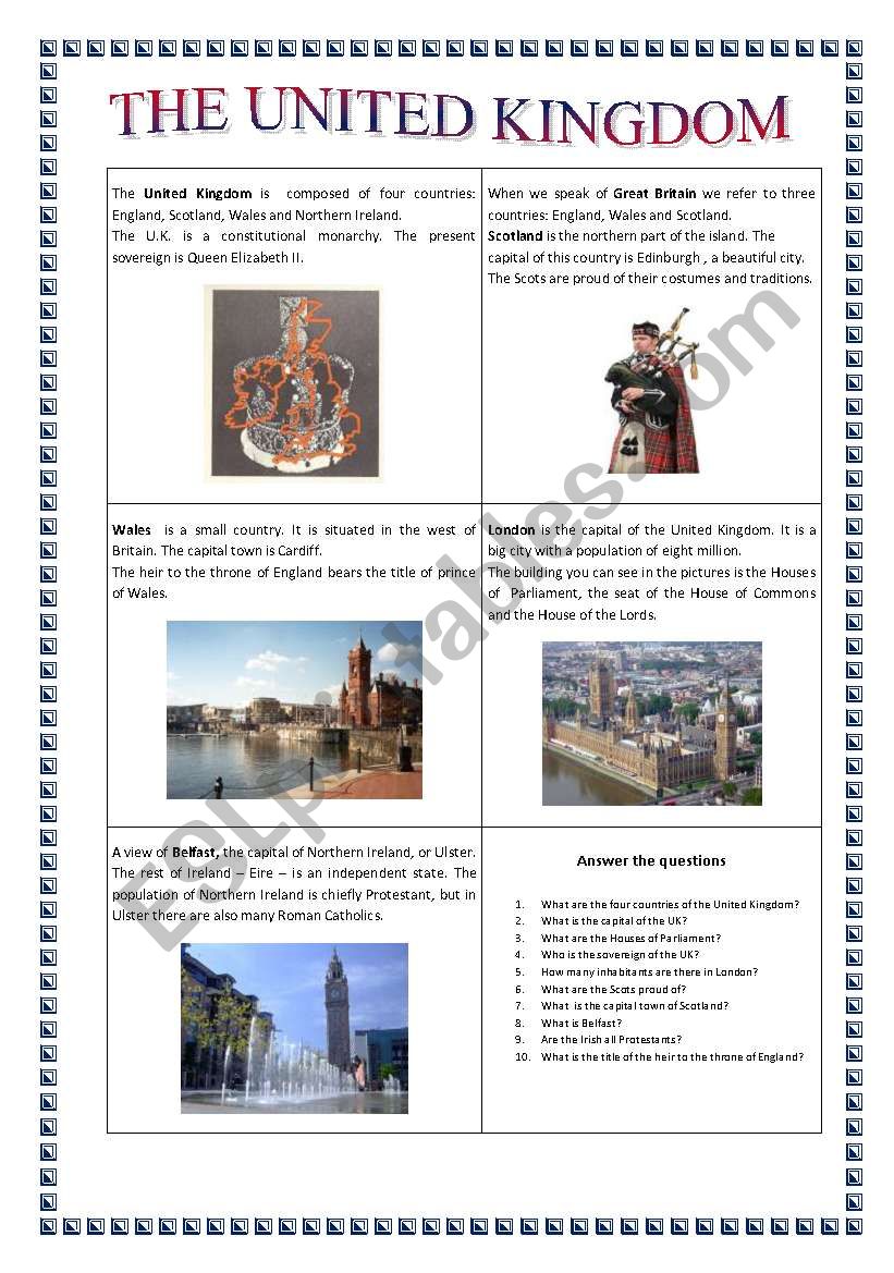 THE UNITED KINGDOM worksheet