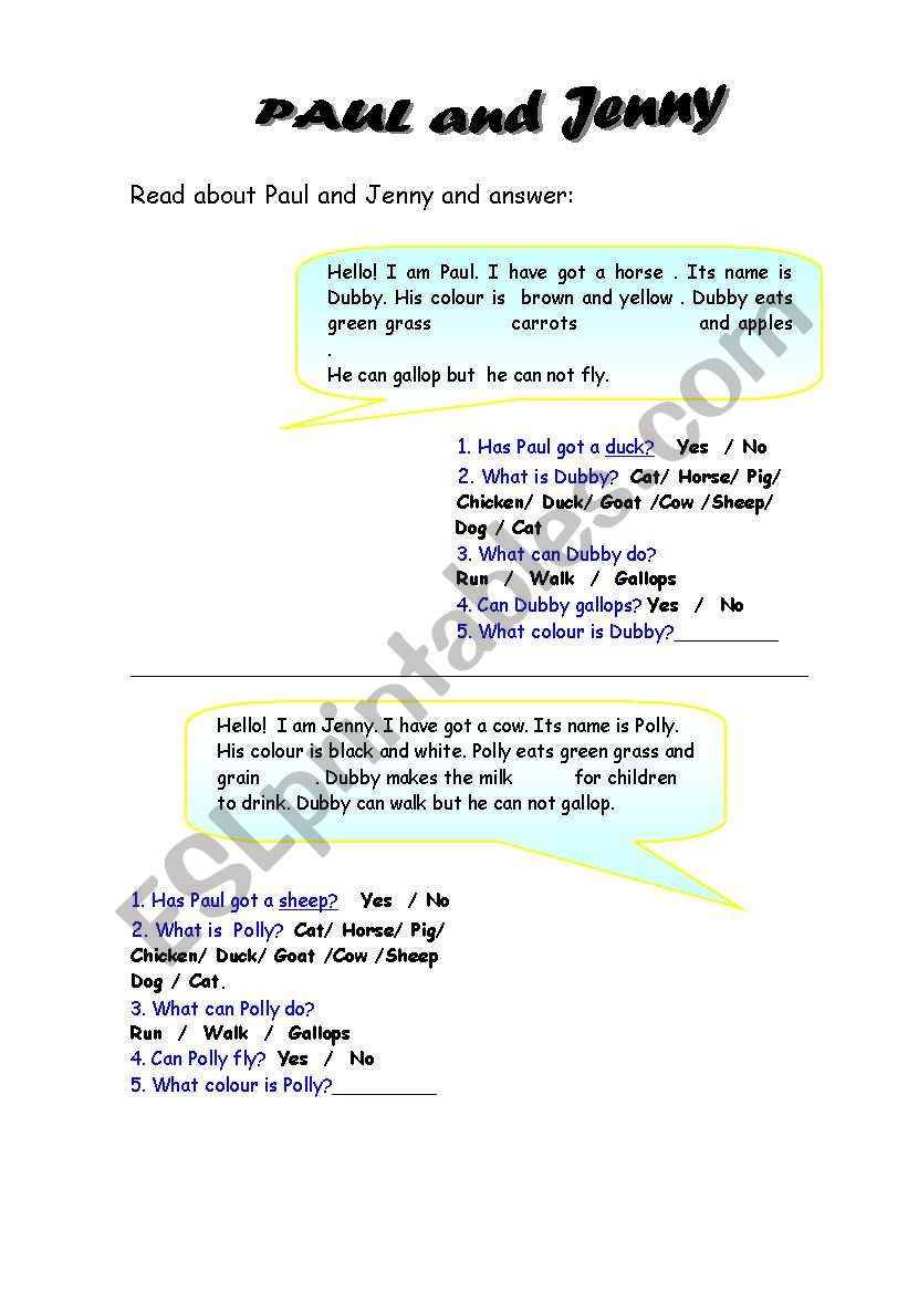 farm animals worksheet