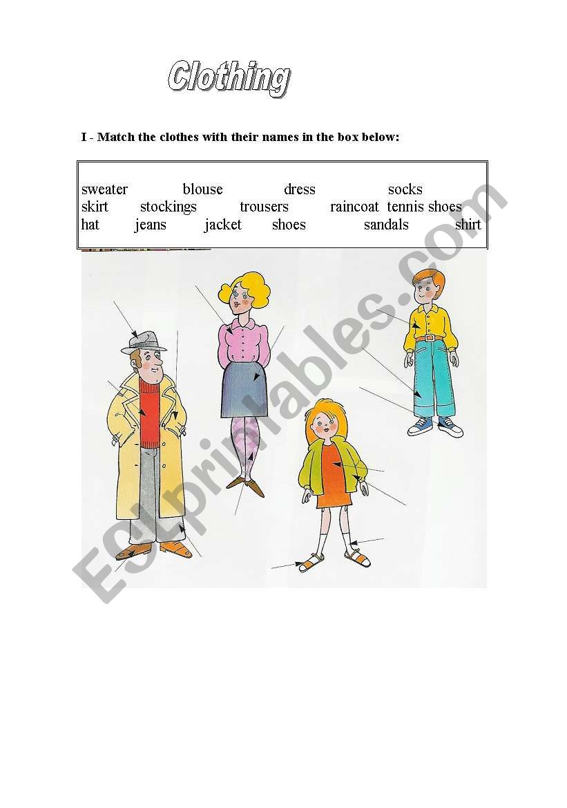 Clothing worksheet