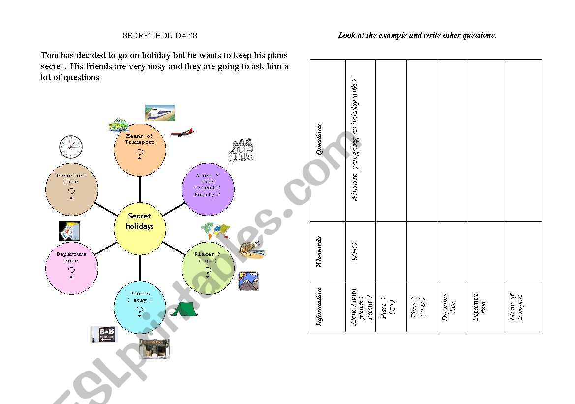 Holiday plans worksheet