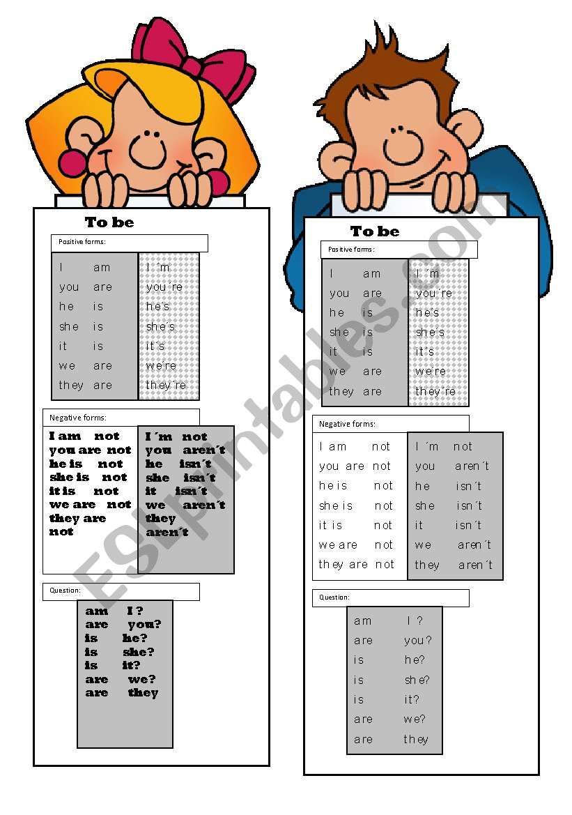 To be bookmarks worksheet