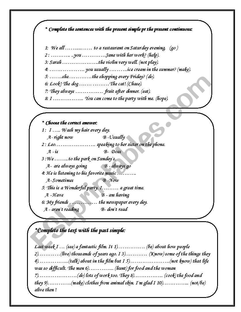 Grammar worksheet