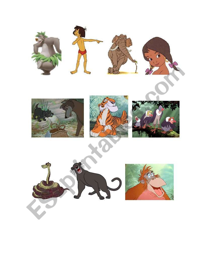 English Worksheets The Jungle Book Characters And Comprehension